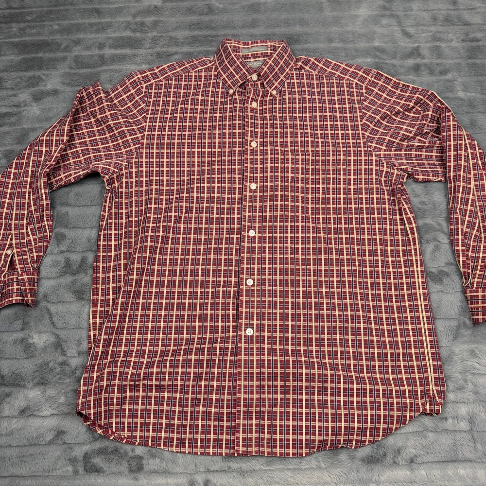 Daniel Cremieux Signature Collection Mens Large Red Plaid Button Down Shirt L